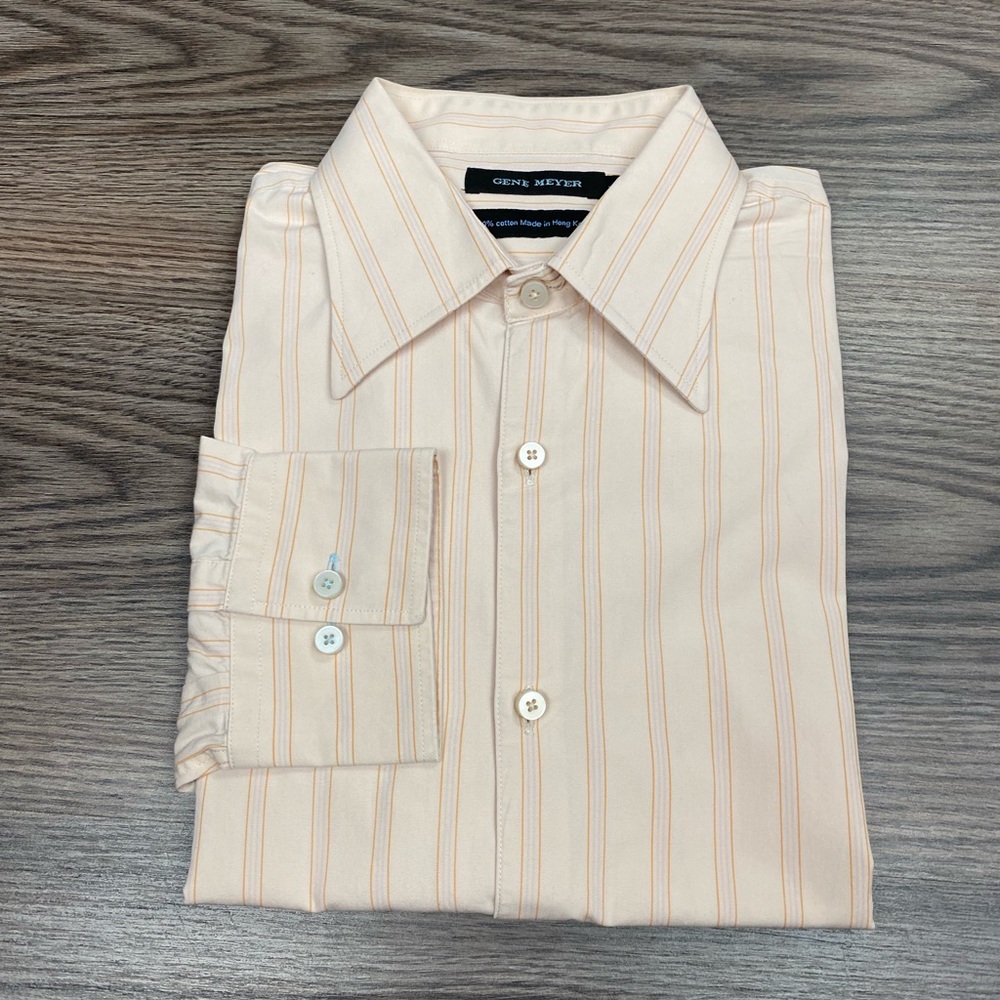 Gene Meyer Orange Stripe Dress Shirt 16 34/35
